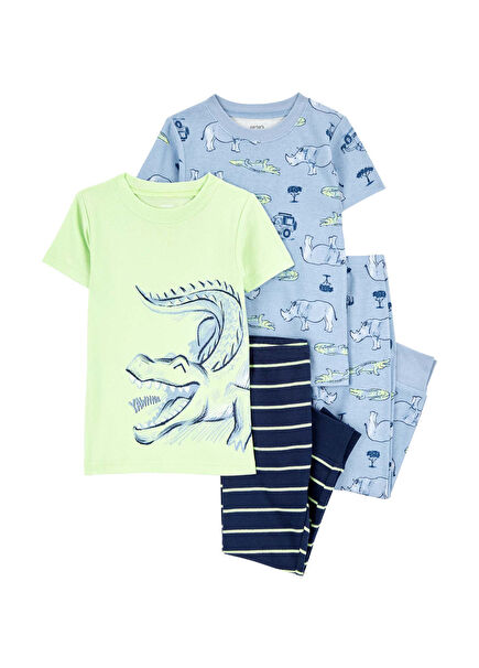 Timsah Baskılı Erkek Bebek 4'lü Pijama Seti 