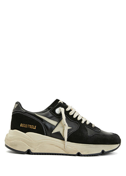 Running Sole Black White Women's Leather Sneaker