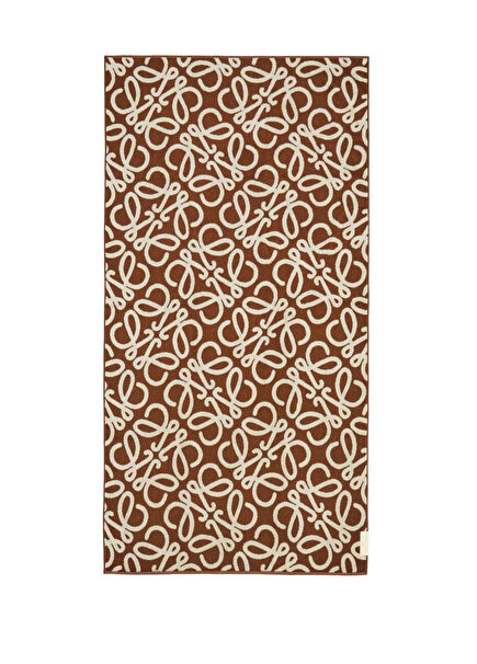Beige Cream Logo Jacquard Beach Towel