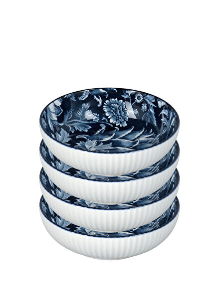 Lunara Mavi Desenli Seramik 4'lü Kase Seti 15 cm