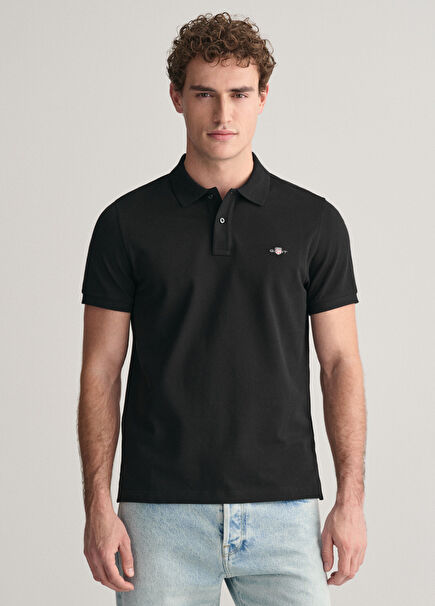 GANT Erkek Siyah Regular Fit Logolu Polo Yaka T-Shirt