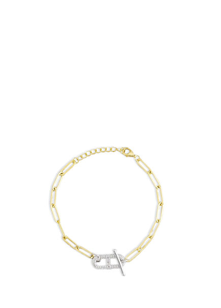 İkonik Tasarım 18 Ayar Sarı Altın Kaplama Gümüş Zincir Kadın Bileklik