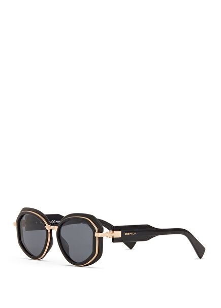 DS 2347 C1 Geometric Black - Gold Acetate Women's Sunglasses