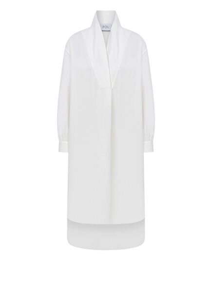 Gemma Beyaz Yaka Detaylı Uzun Kollu Kadın Uzun Elbise 