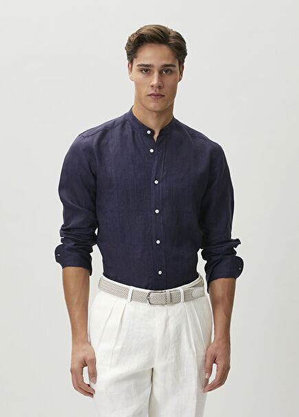 Navy Linen Shirt