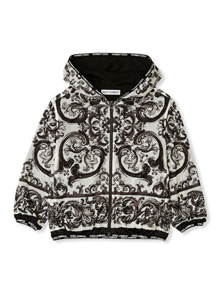 Siyah Majolica Desenli Erkek Çocuk File Ceket
