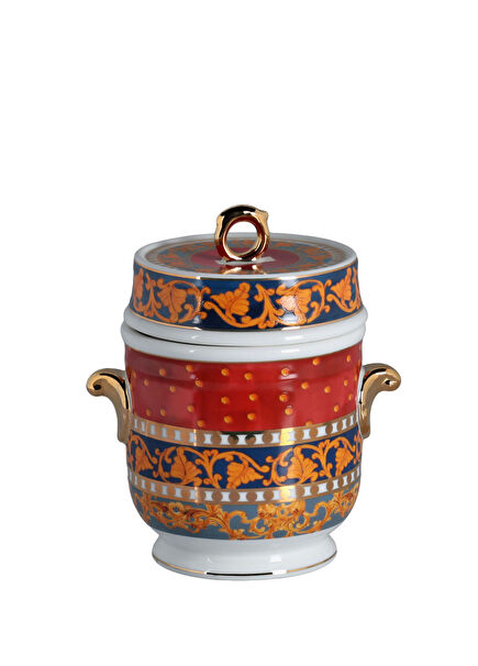 Clarissa Colorful Baroque Patterned Bonnet China Porcelain Handle Jar