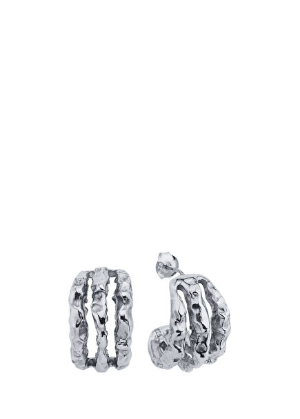 Terty Amorphous Women's Silver Hoop Earrings