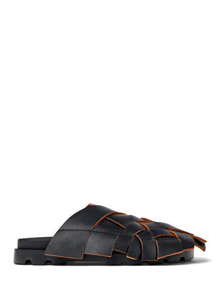 Brutus black men's leather slippers
