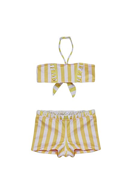 Lilou Sarı Çizgili Straplezli Bikini Takımı 