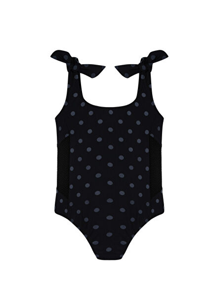 Alina Siyah File Detaylı Puantiyeli Mayo