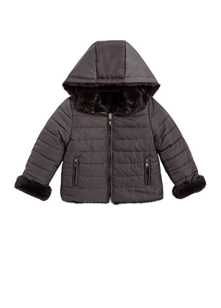 Gri Çift Taraflı Kız Çocuk Doudoune Mont