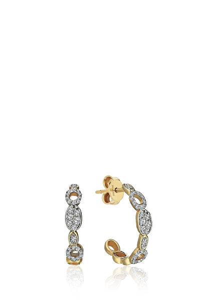 Loops Mini Pırlanta Kadın Altın Halka Küpe