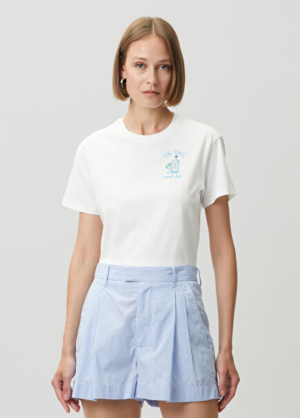 Emilie Beyaz Baskılı T-shirt