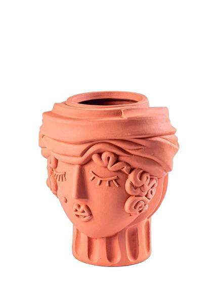 Magna Graecia Terracotta Woman Colorful Flower Pot