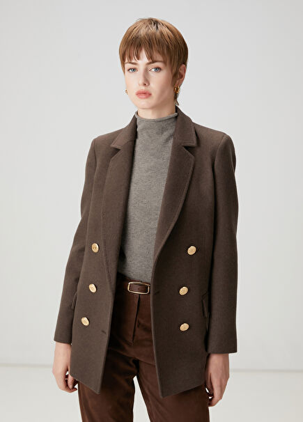 Camel Hair Double-Breasted Cashmere Blazer