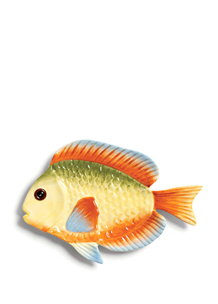 Balık Figürlü Renkli Porselen Sunum Tabağı