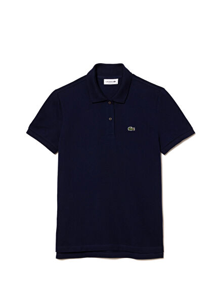 Lacivert Polo Yaka Regular Fit Kısa Kollu Kadın T-shirt