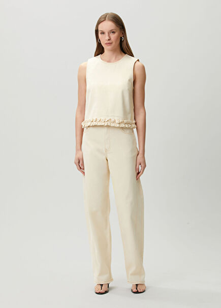 Niaka Relaxed Fit Beige Jeans