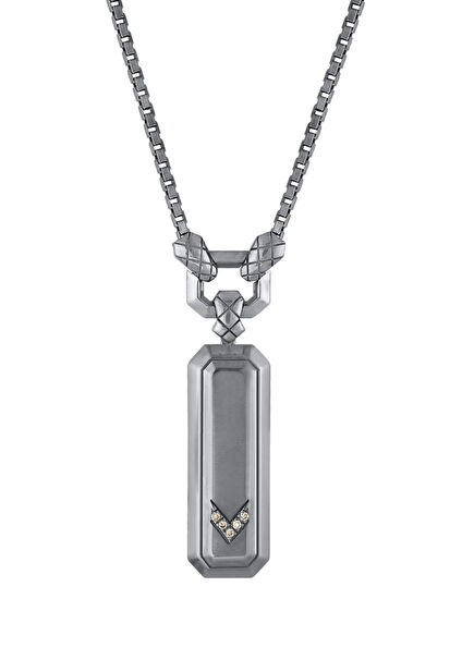 Guard of Men Silver Necklace with Brown Diamonds
