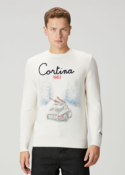 Heron White Jacquard Sweater