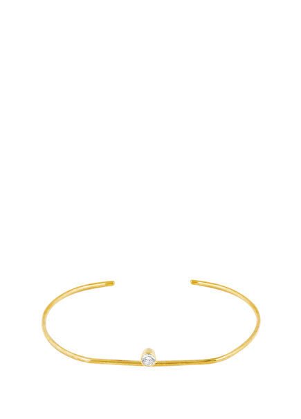 Taş Detaylı 14 Ayar Altın Kaplama Gümüş Kadın Kelepçe Bileklik