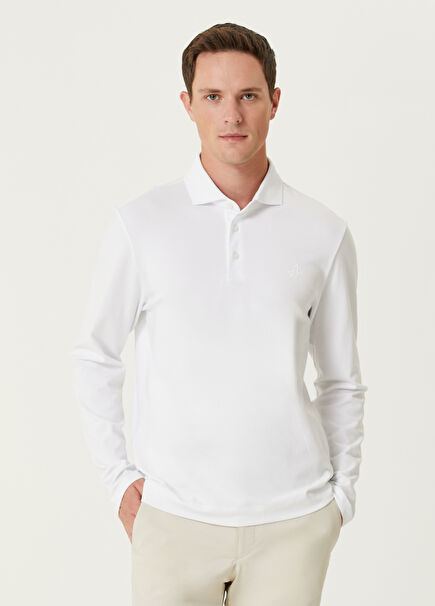 Comfort Fit White Polo Sweatshirt