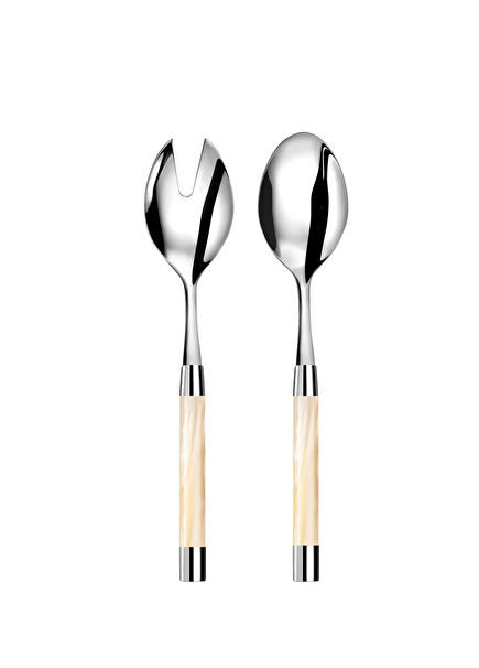 Conty Natural Mother-of-Pearl Steel Salad Serving Set