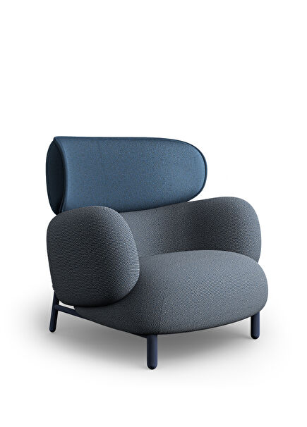 Moby High Blue Armchair with Metal Legs