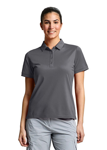 Ws Tech Pique Gri Polo Yaka Kısa Kollu Kadın T-Shirt