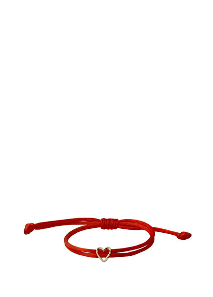 Kalpli Kırmızı İp 14 Ayar Altın Unisex Bileklik