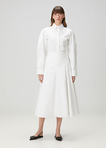 The Triangle White Midi Skirt