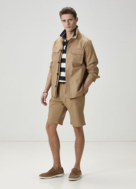 Camel Hair Pleated Shorts