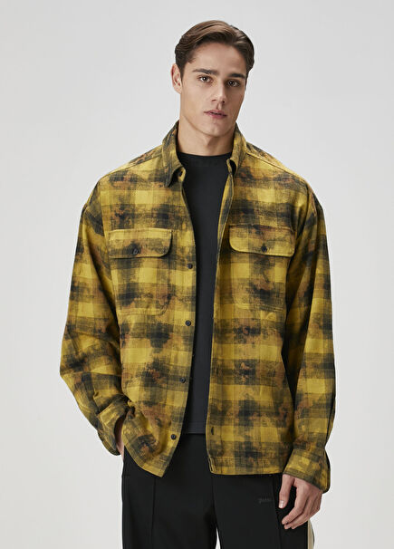 Curved Yeşil Ekoseli Dış Gömlek