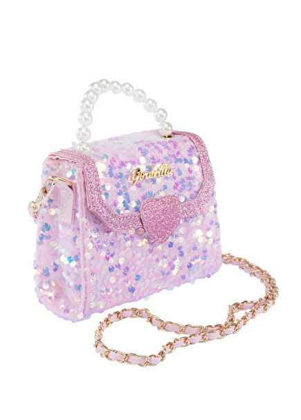 Girls Shoulder Bag with Pink Glitter Lid