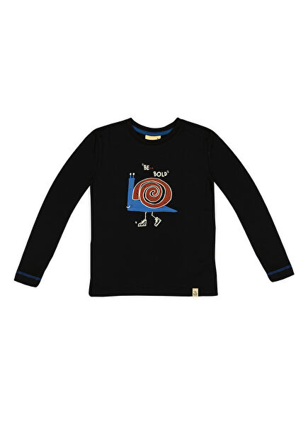 Be Bold Printed Black Long Sleeve Boys' T-Shirt