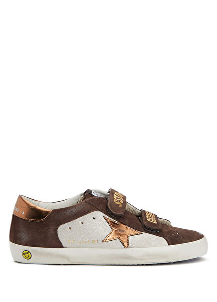 Old School Kahverengi Unisex Çocuk Deri Sneaker