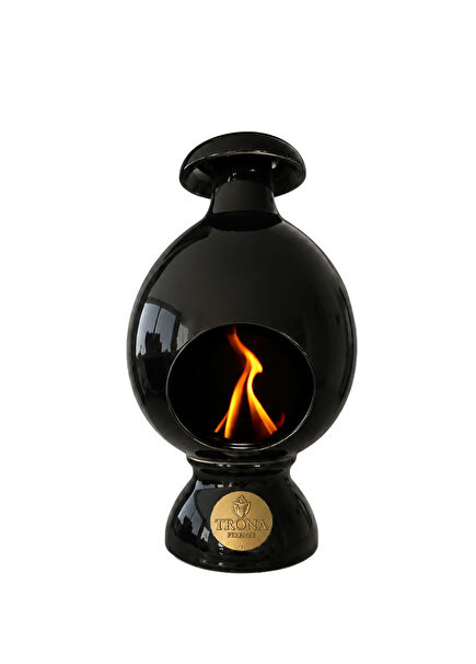 Eco Small Black Ceramic Fireplace