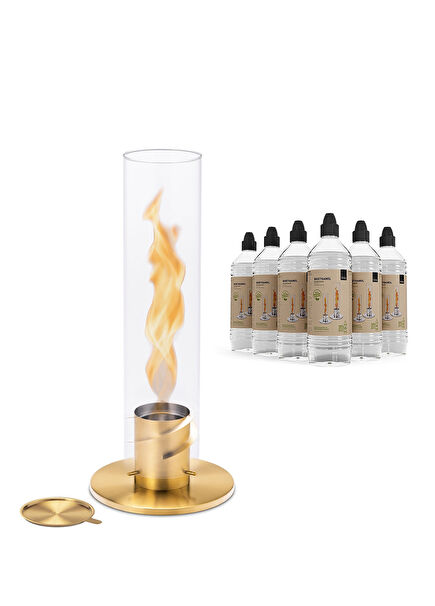 Spin 120 Gold ve Bioethanol Şömine ve Jel Seti