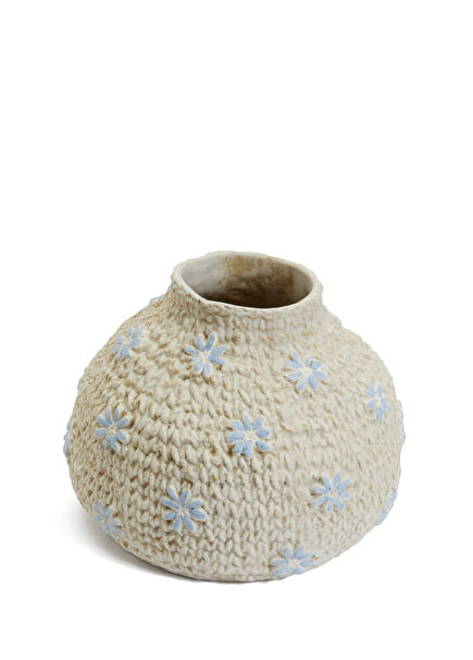 Margherita Light Blue White Textured Vase