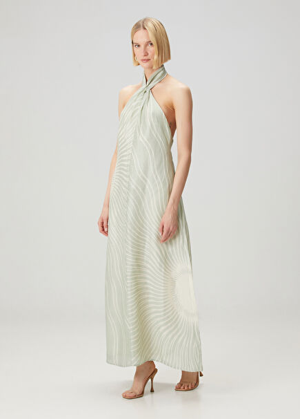 Celeste Aqua Green Maxi Linen Dress