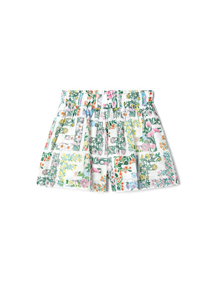 Çok Renkli Desenli Kız Çocuk Bermuda