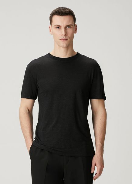 Clash Black Linen T-Shirt