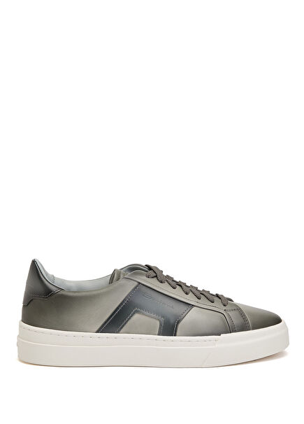 Gri Yeşil Erkek Deri Sneaker