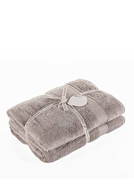 Burnt Grey %100 Mısır Pamuğu 2'li Banyo Havlusu Seti