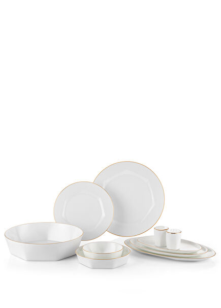 Mislina 12 Person Gold 55 Piece Dinner Set