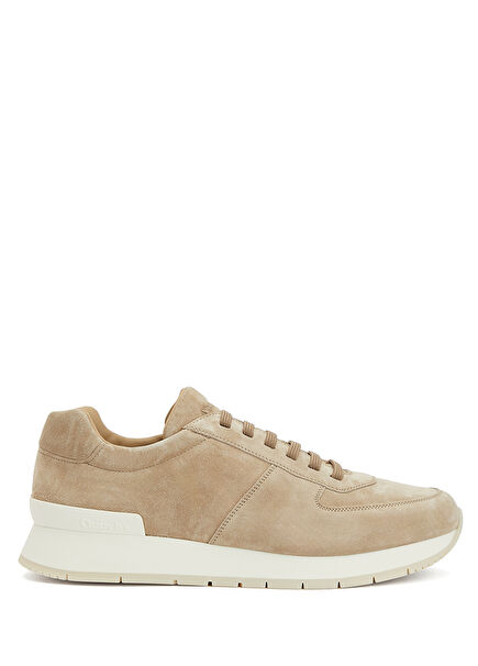 Sand Logo Detailed Men's Leather Sneakers