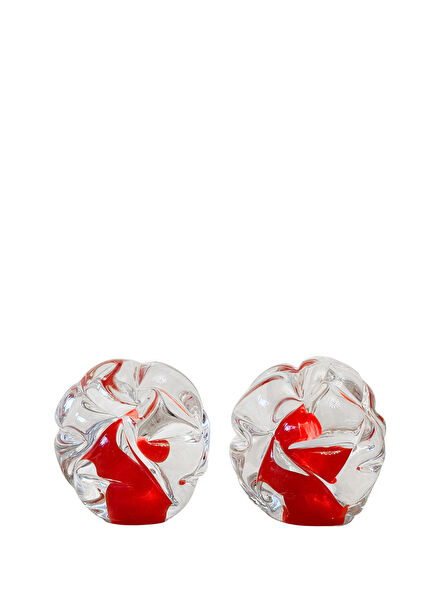 Red Glass 2-Piece Sphere Decorative Object Set