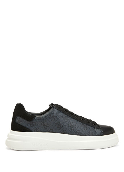 Elba Black Logo Patterned Men's Sneakers