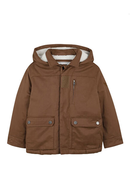 Light Beige Hooded Boy's Parka